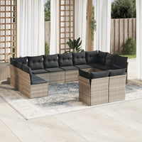 Set Divano Giardino 12 pz con Cuscini Grigio Chiaro Polyrattan 3250271