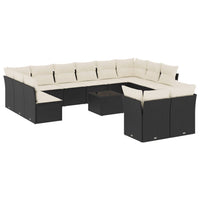 Set Divani da Giardino 13pz con Cuscini Nero in Polyrattan 3250275