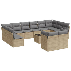 Set Divano da Giardino 13 pz con Cuscini Beige in Polyrattan 3250278