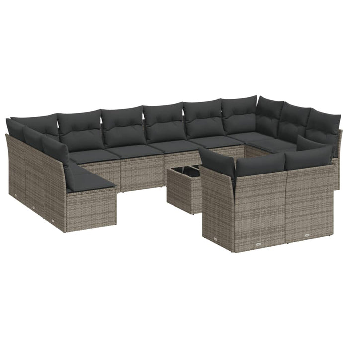 Set Divani da Giardino 13 pz con Cuscini Grigio in Polyrattan 3250279