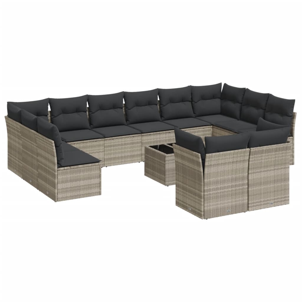 Set Divani Giardino 13 pz con Cuscini Grigio Chiaro Polyrattan 3250281