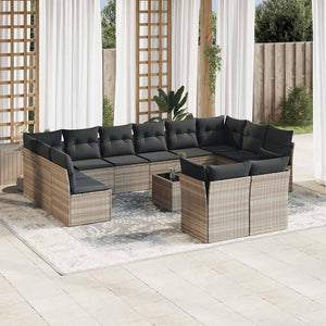 Set Divani Giardino 13 pz con Cuscini Grigio Chiaro Polyrattan 3250281