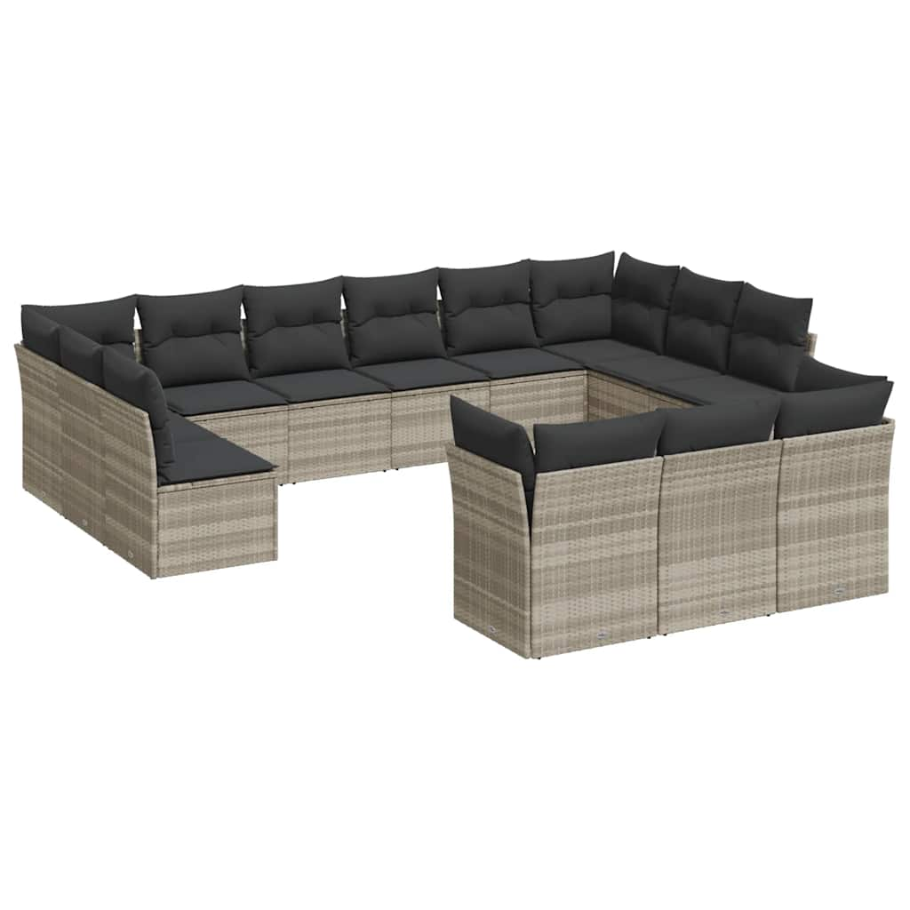 Set Divani Giardino 13 pz con Cuscini Grigio Chiaro Polyrattan 3250291