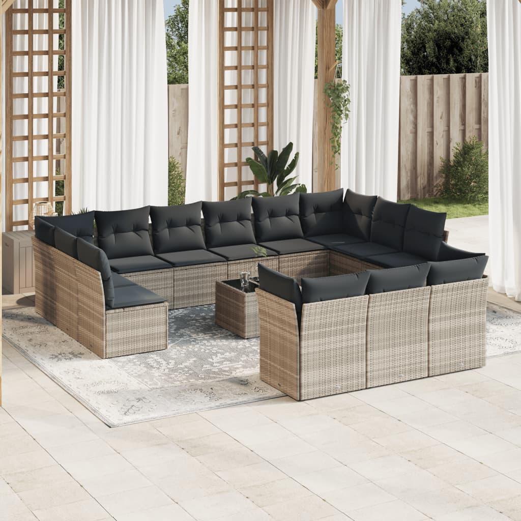 Set Divani da Giardino 14pz con Cuscini in Polyrattan 3250301