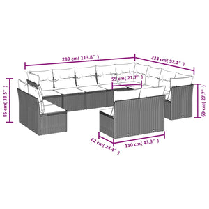 Set Divani da Giardino 12 pz con Cuscini Marrone in Polyrattan 3250312