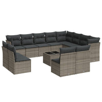 Set Divani da Giardino 13 pz con Cuscini Grigio in Polyrattan 3250319