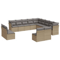 Set Divano da Giardino 13 pz con Cuscini Beige in Polyrattan 3250328