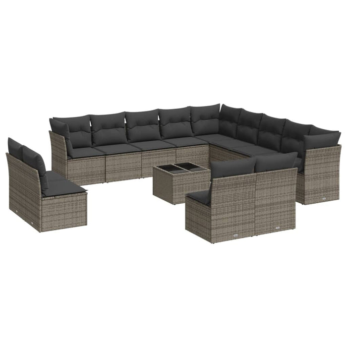 Set Divani da Giardino 14pz con Cuscini in Polyrattan Grigio 3250339