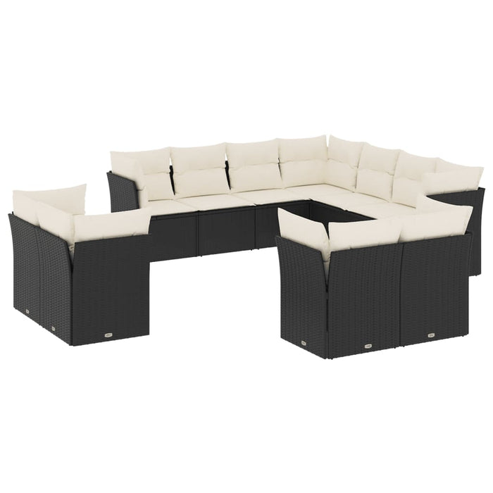 Set Divani da Giardino 11 pz con Cuscini in Polyrattan Nero 3250345