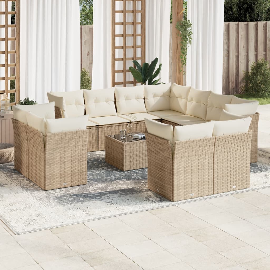 Set Divani da Giardino 12 pz con Cuscini Beige in Polyrattancod mxl 88605