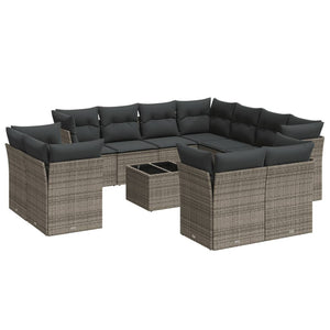 Set Divani da Giardino 12 pz con Cuscini Grigio in Polyrattan 3250359