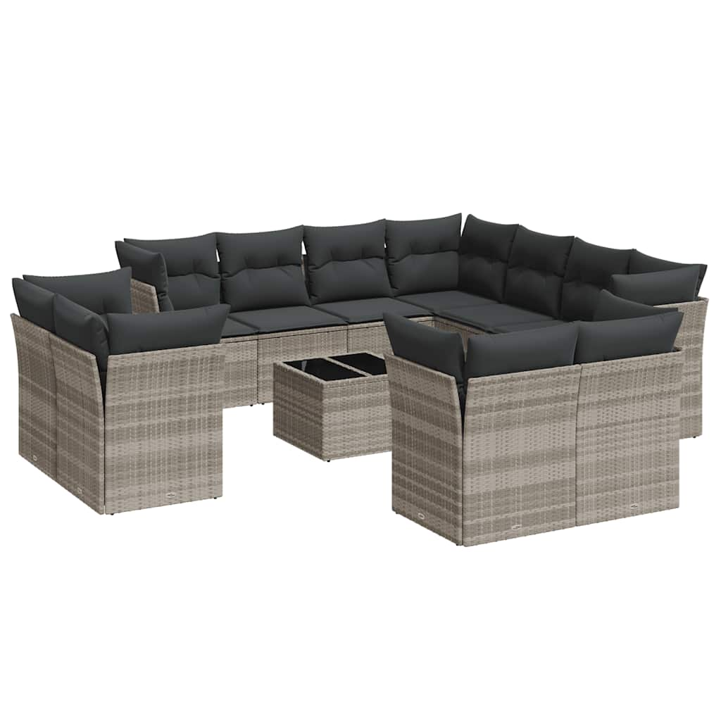 Set Divano Giardino 12 pz con Cuscini Grigio Chiaro Polyrattan 3250361