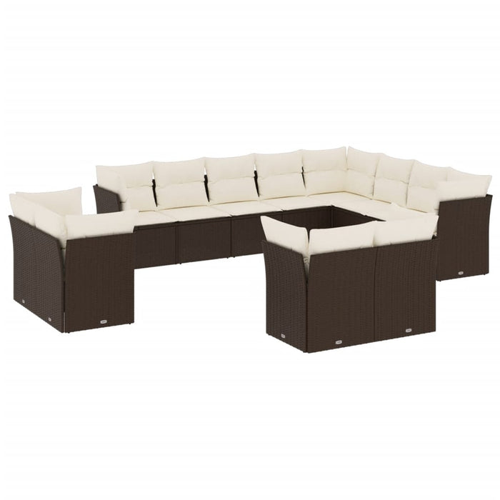 Set Divani da Giardino 12 pz con Cuscini Marrone in Polyrattan 3250372