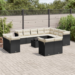 Set Divani da Giardino 13pz con Cuscini Nero in Polyrattancod mxl 111418