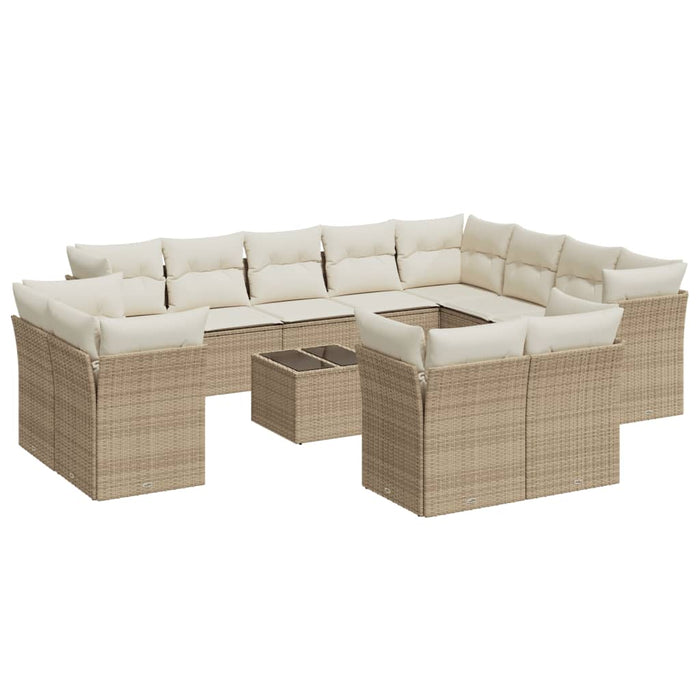 Set Divano da Giardino 13 pz con Cuscini Beige in Polyrattan 3250377