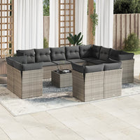 Set Divani da Giardino 13 pz con Cuscini Grigio in Polyrattan 3250379