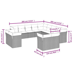 Set Divani da Giardino 13pz con Cuscini Nero in Polyrattan 3250384