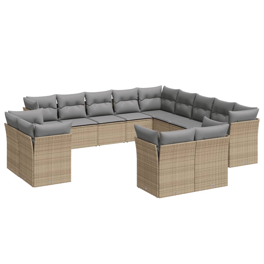 Set Divano da Giardino 13 pz con Cuscini Beige in Polyrattancod mxl 90018