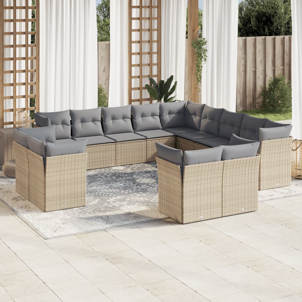 Set Divano da Giardino 13 pz con Cuscini Beige in Polyrattancod mxl 90018