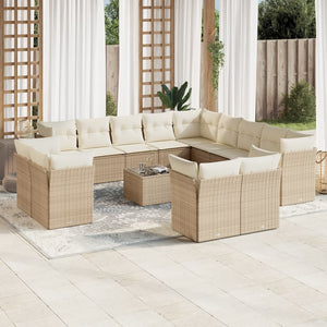 Set Divani da Giardino 14pz con Cuscini in Polyrattan Beigecod mxl 88001