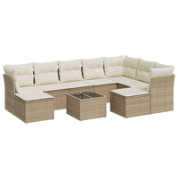 Set Divano da Giardino 10 pz con Cuscini Beige in Polyrattan 3250417