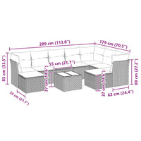 Set Divano Giardino 10 pz con Cuscini Grigio Chiaro Polyrattan 3250421