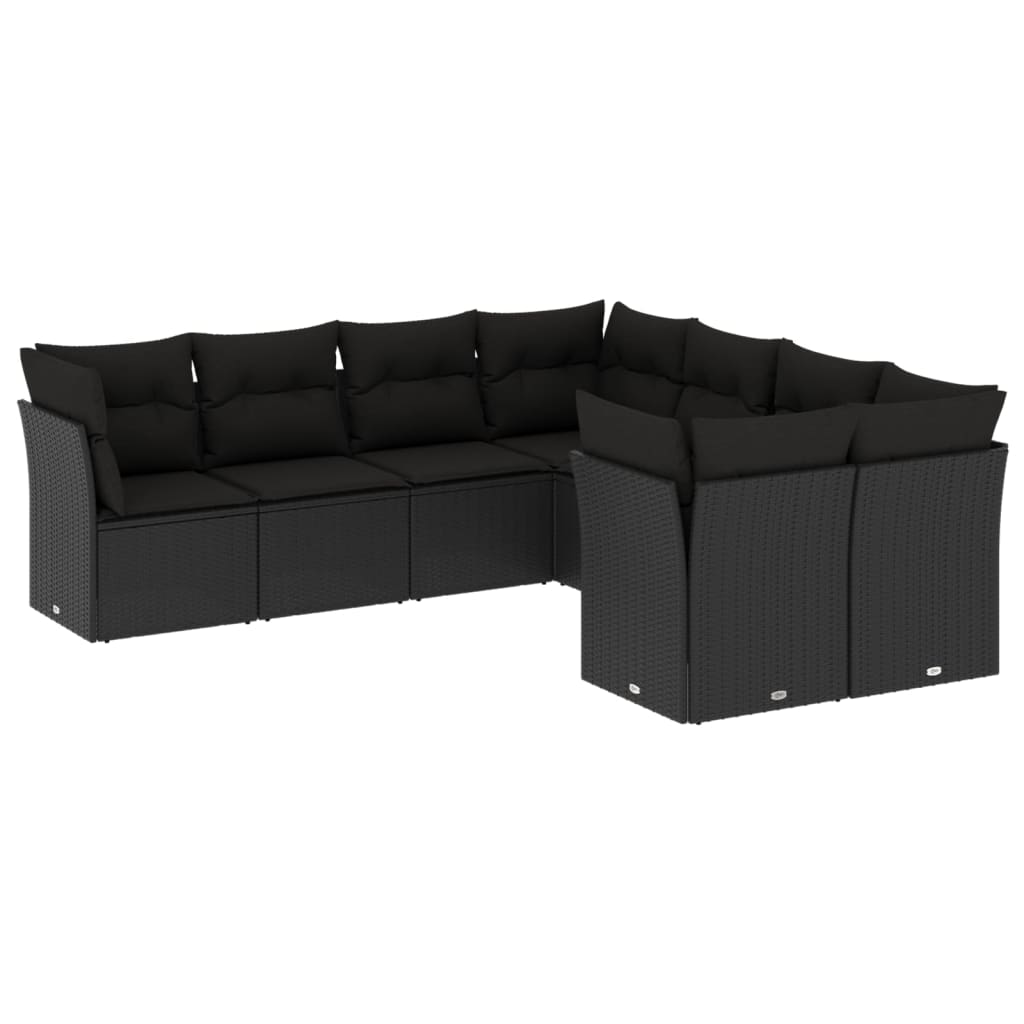 Set Divani da Giardino con Cuscini 8 pz Nero in Polyrattancod mxl 87383