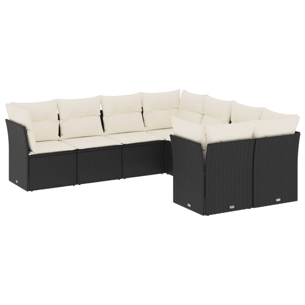 Set Divani da Giardino con Cuscini 8 pz Nero in Polyrattancod mxl 111391