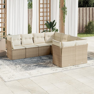 Set Divano da Giardino 8 pz con Cuscini Beige in Polyrattancod mxl 111392