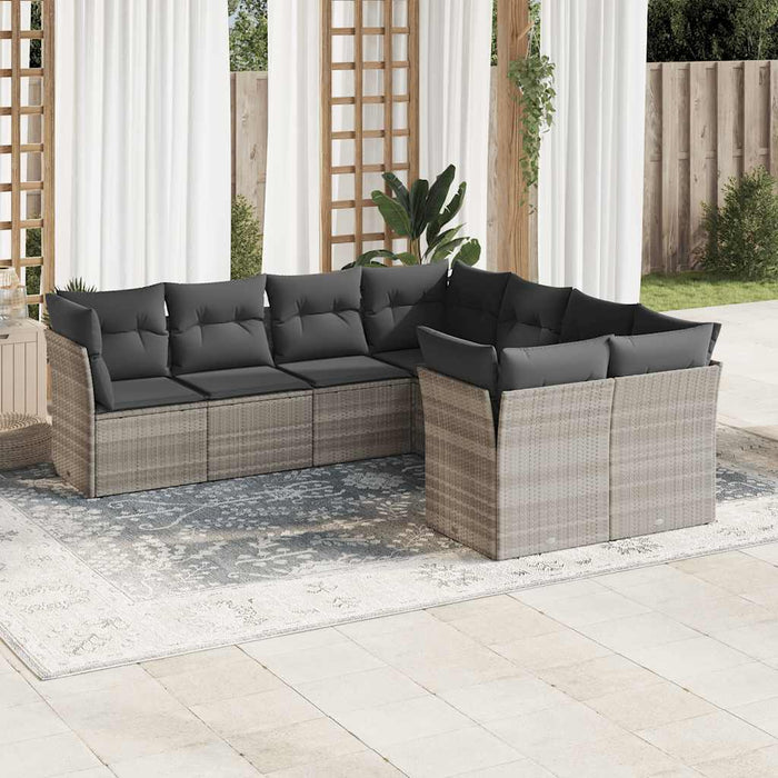 Set Divano da Giardino 8pz con Cuscini Grigio Chiaro Polyrattan 3250431