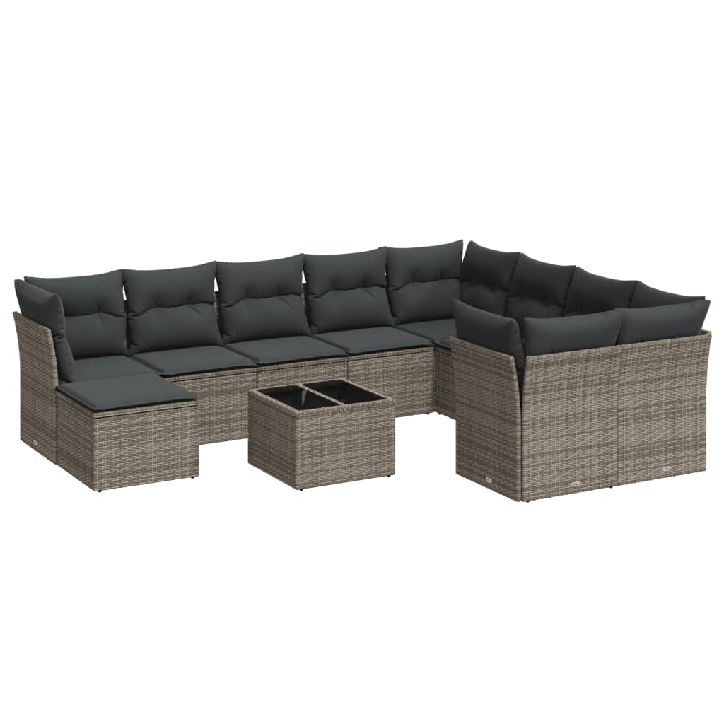 Set Divani da Giardino 11 pz con Cuscini in Polyrattan Grigiocod mxl 88007