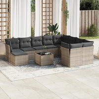 Set Divani da Giardino 11 pz con Cuscini in Polyrattan Grigio 3250439