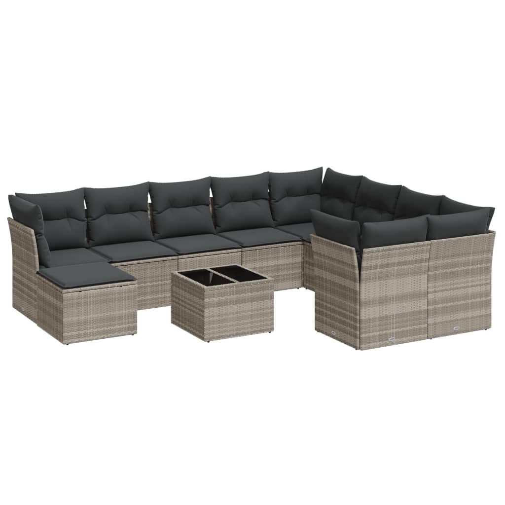 Set Divani da Giardino 11 pz con Cuscini in Polyrattan Grigio 3250441