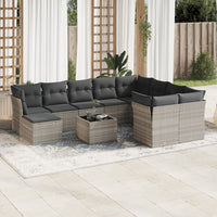 Set Divani da Giardino 11 pz con Cuscini in Polyrattan Grigio 3250441