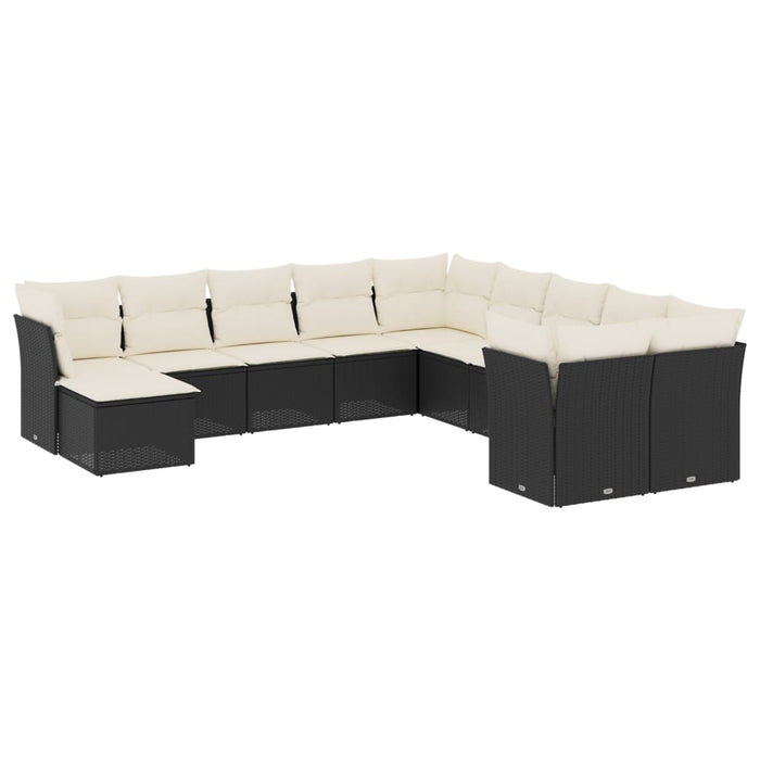 Set Divani da Giardino 11 pz con Cuscini in Polyrattan Nero 3250445