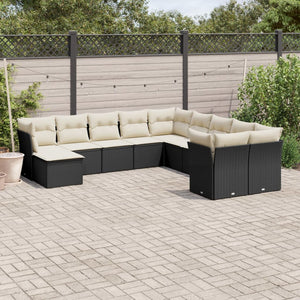 Set Divani da Giardino 11 pz con Cuscini in Polyrattan Nero 3250445