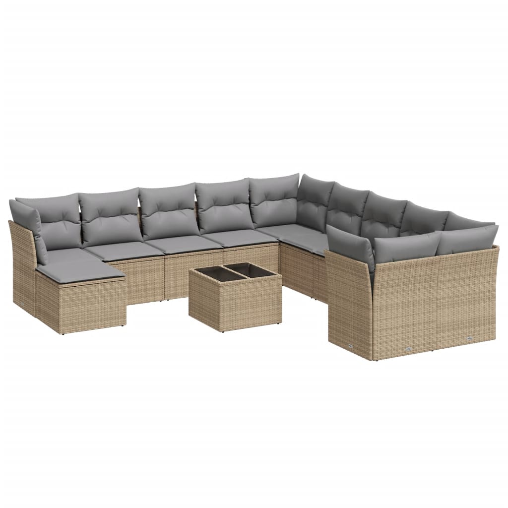 Set Divani da Giardino 12 pz con Cuscini Beige in Polyrattancod mxl 87559