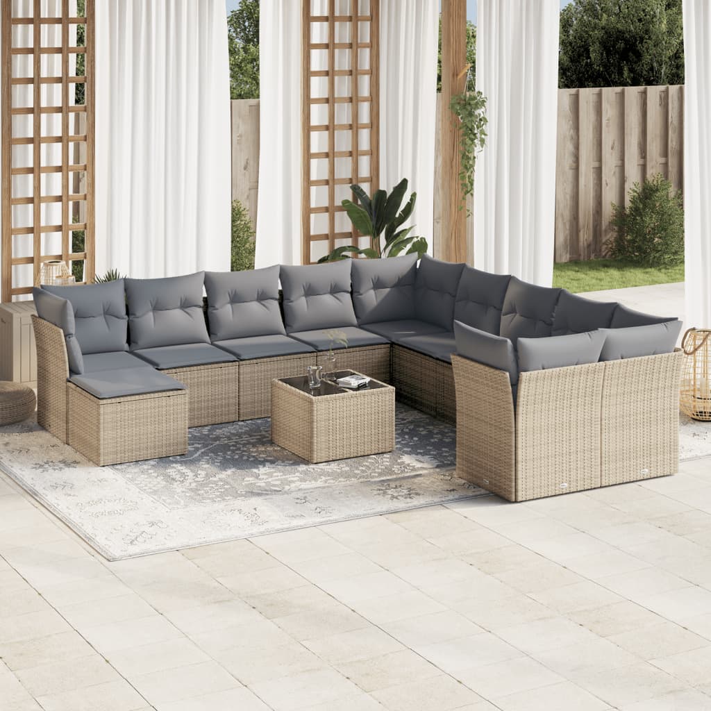 Set Divani da Giardino 12 pz con Cuscini Beige in Polyrattancod mxl 87559