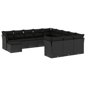 Set Divani da Giardino 12 pz con Cuscini Nero in Polyrattancod mxl 88397