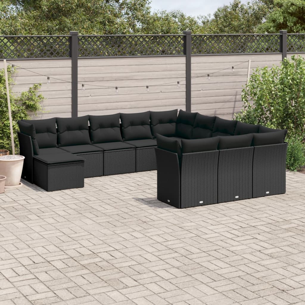 Set Divani da Giardino 12 pz con Cuscini Nero in Polyrattancod mxl 88397