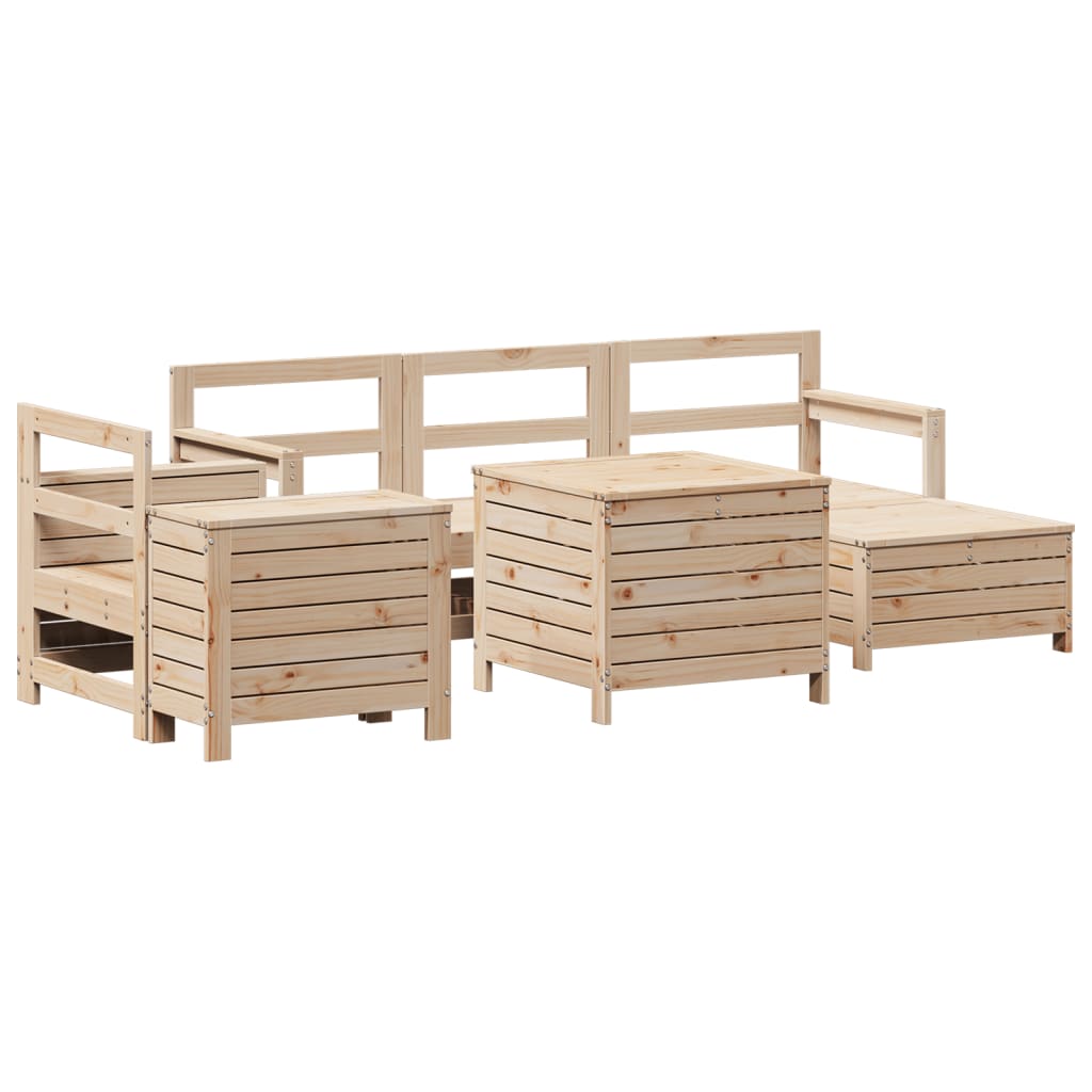 Set Divani da Giardino 7 pz in Legno Massello di Pino 3250532