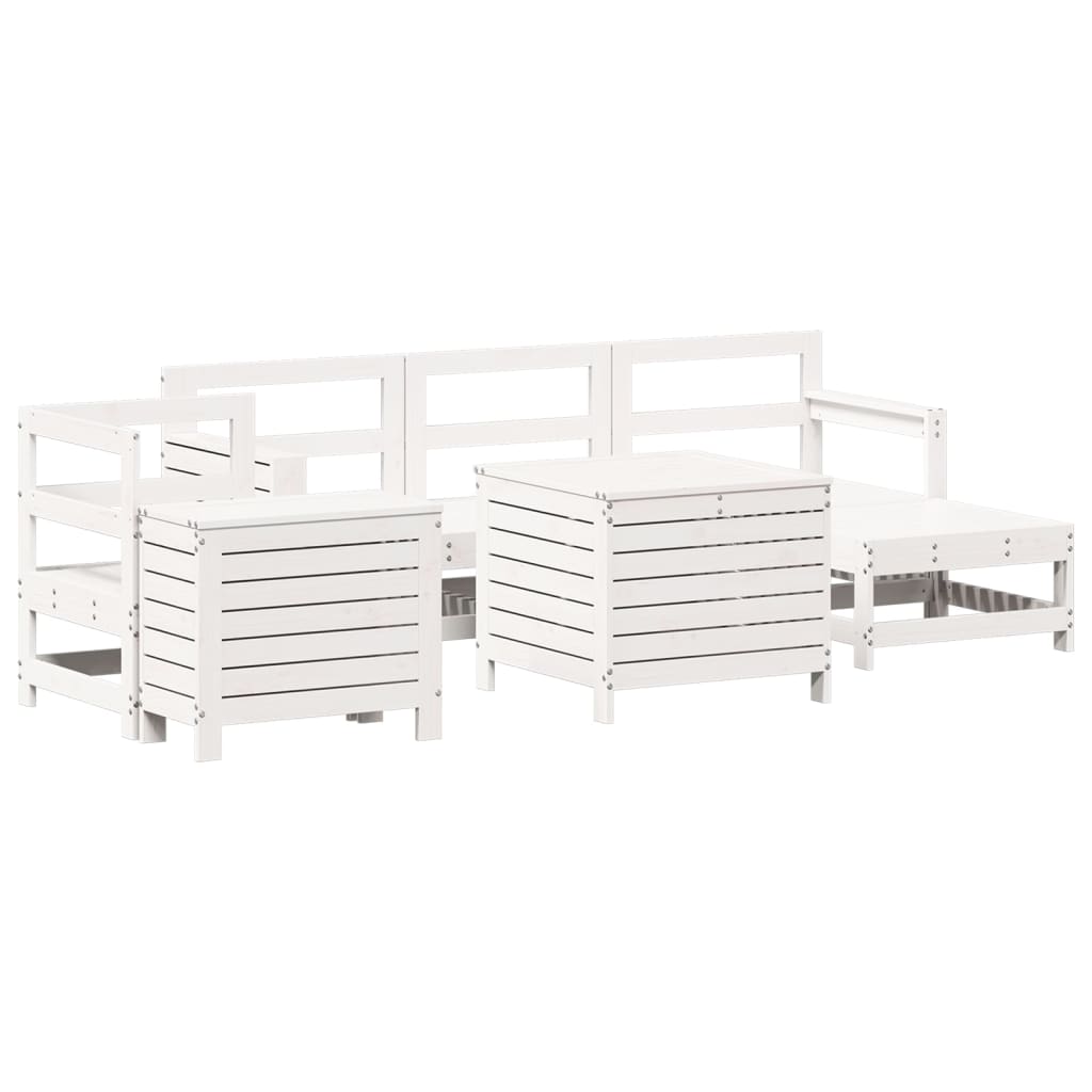 Set Divani da Giardino 7 pz Bianco in Legno Massello di Pino 3250541