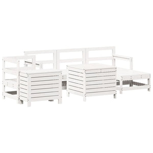 Set Divani da Giardino 7 pz Bianco in Legno Massello di Pino 3250545