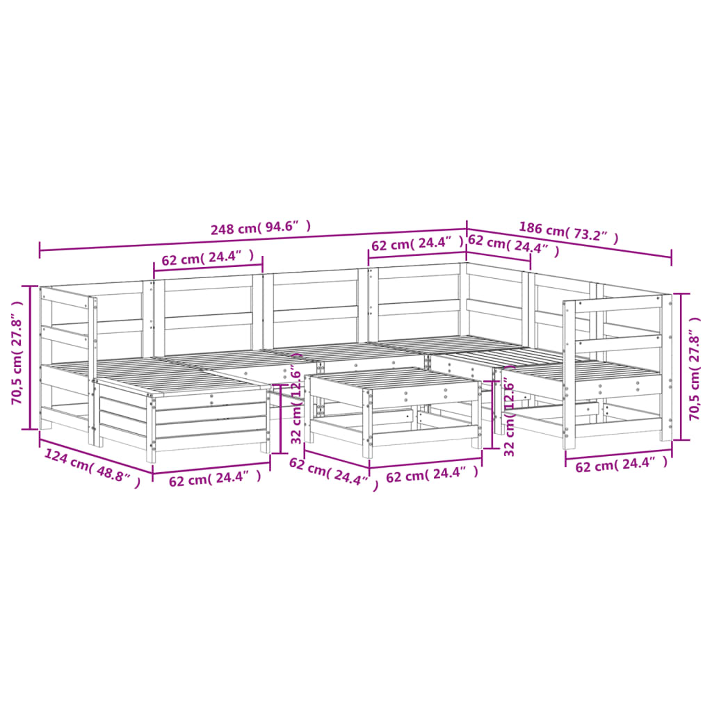 Set Divani da Giardino 8 pz in Legno Impregnato di Pino 3250559