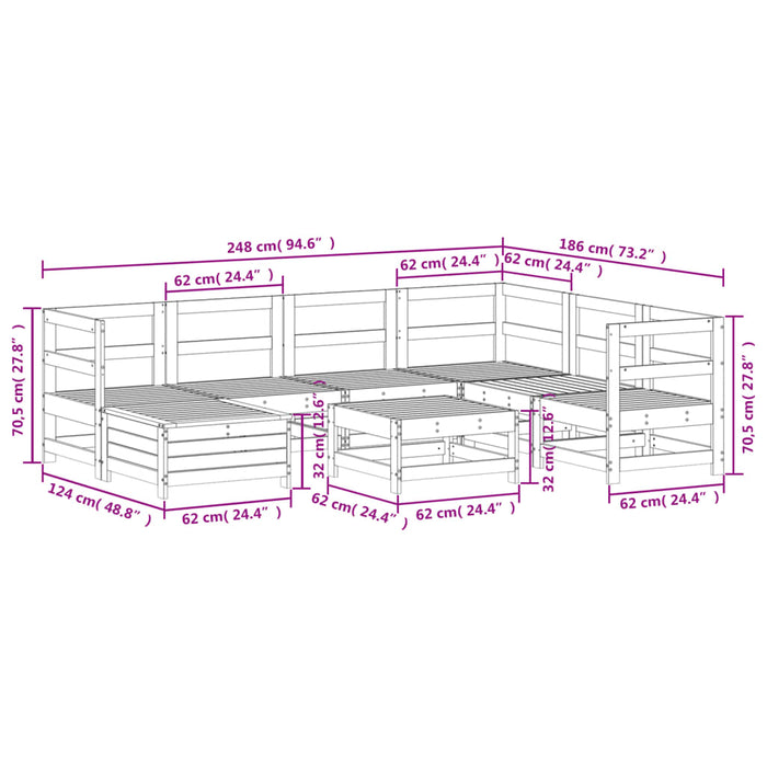 Set Divani da Giardino 8 pz in Legno Impregnato di Pino 3250559