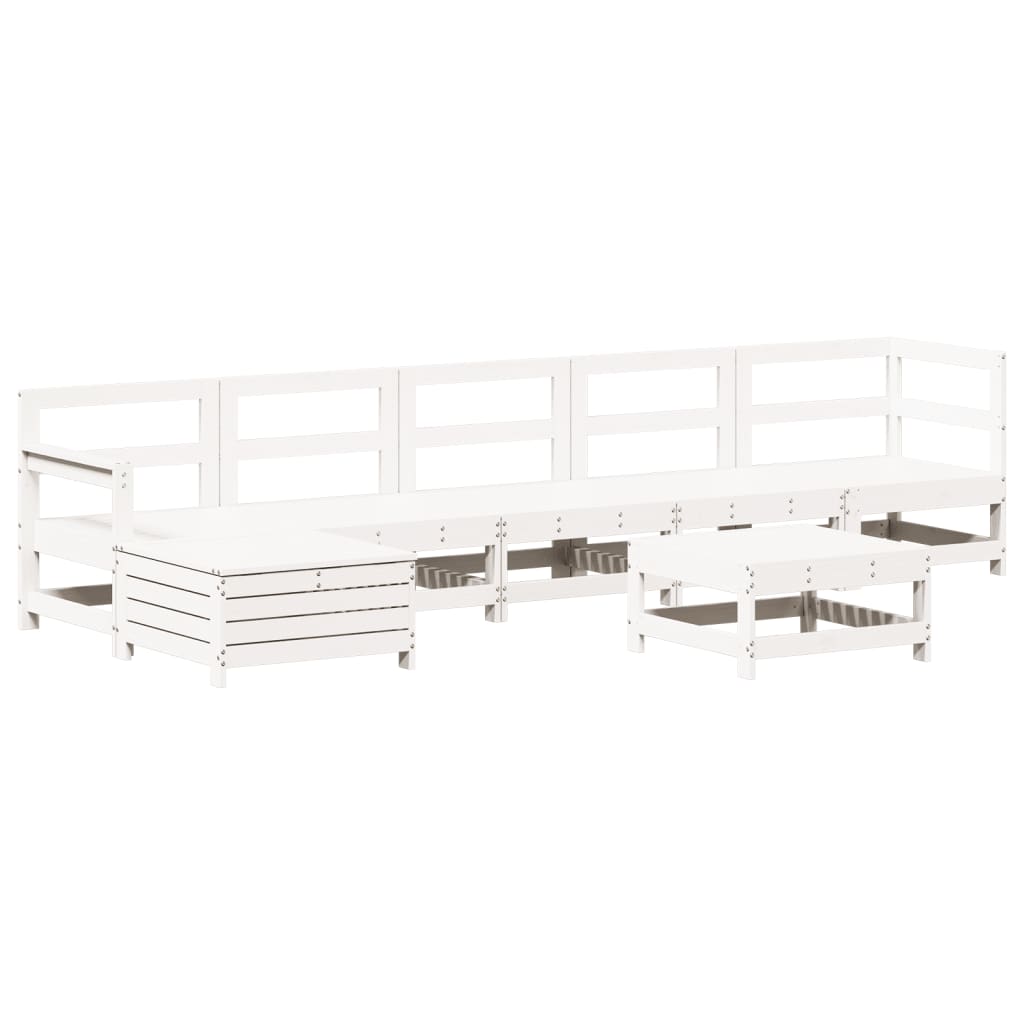 Set Salotto da Giardino 7 pz Bianco in Legno Massello di Pino 3250617