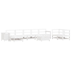 Set Divani da Giardino 10 pz Bianco in Legno Massello di Pino 3250641