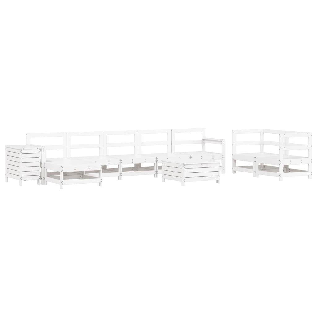 Set Divani da Giardino 10 pz Bianco in Legno Massello di Pino 3250653