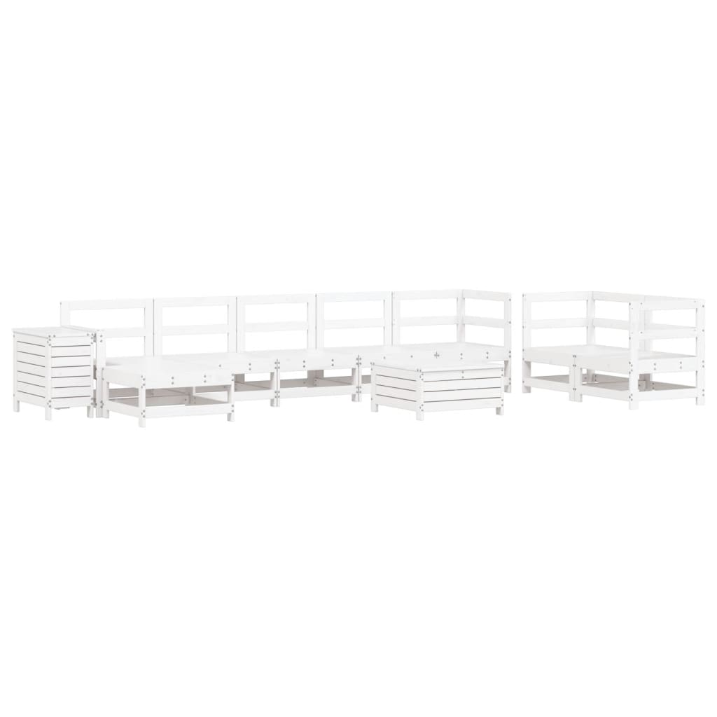 Set Divani da Giardino 10 pz in Legno Massello di Pino Bianco 3250661