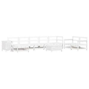 Set Divani da Giardino 10 pz Bianco in Legno Massello di Pino 3250673